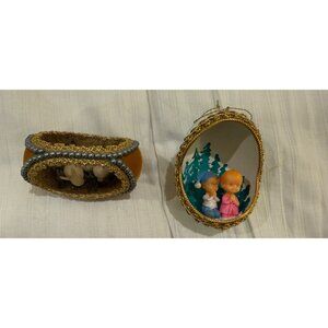 Vintage Handcrafted Christmas Ornaments With Figurines & Bead Accents